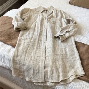Jenni Kayne Linen Shirt Dress in Natural - Size XS